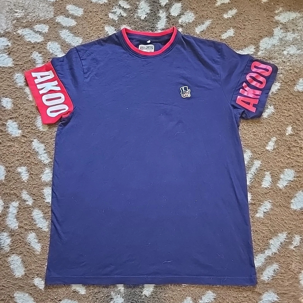 AKOO 100% Authentic "Eclipse SS Knit" Evening Blue Graphic T-Shirt Men's Size L